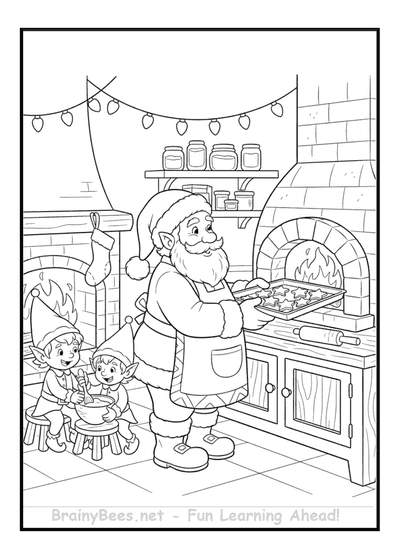 Christmas Santa Baking Cookies Elves