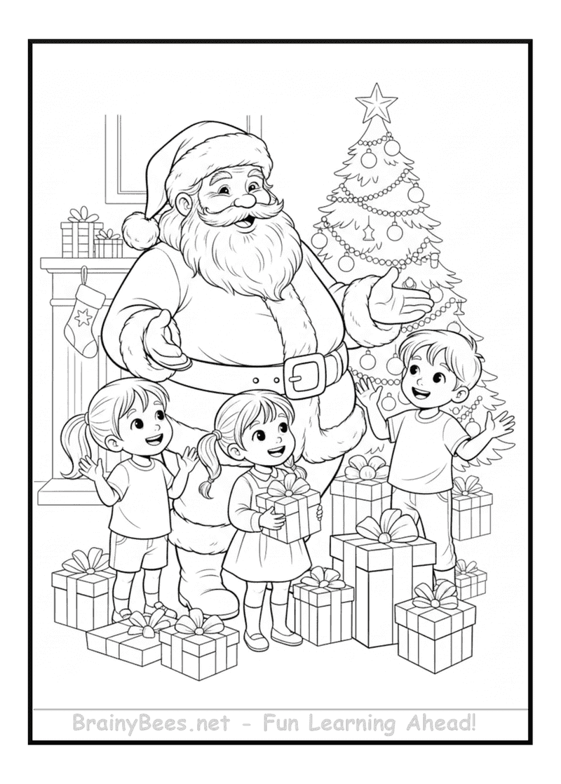 Christmas Tree Santa Kids Gifts Happy