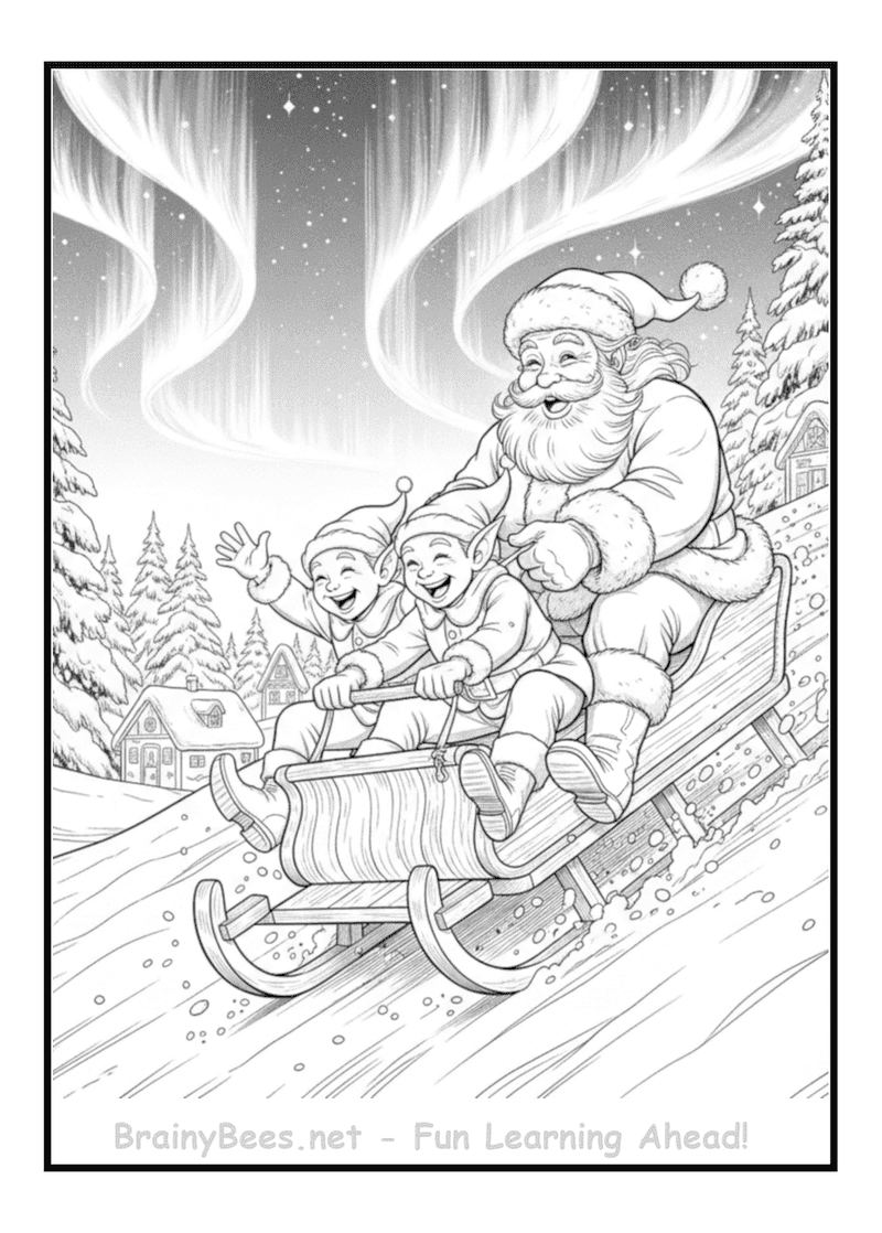 Christmas Realistic Santa Elves Sled