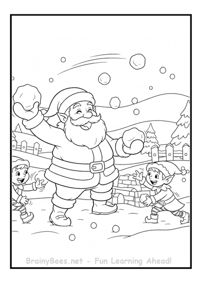 Christmas Santa Elves Snowball Fight